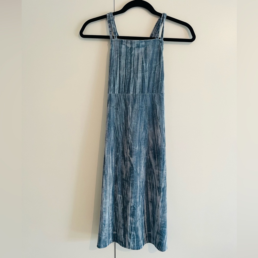 Treasure & Bond Girls size 10-12 ice blue velour tie-back long dress
